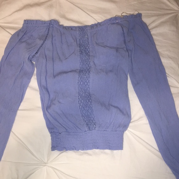 pastel blue off the shoulder top - Picture 1 of 3
